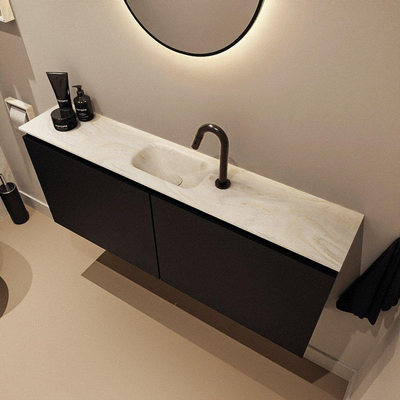 MONDIAZ TURE-DLUX Meuble WC 120 cm Urban. EDEN lavabo Ostra position milieu. Avec 1 trou de robinet.