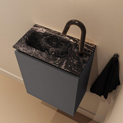 MONDIAZ TURE-DLUX meuble WC 40 cm Dark Grey. EDEN lavabo Lava position gauche. Avec 1 trou de robinet.