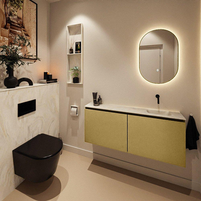 MONDIAZ TURE-DLUX Meuble WC 120 cm Oro. EDEN lavabo Ostra position à droite. Sans trou de robinet.