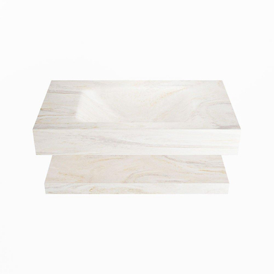 Mondiaz ALAN-DLUX Ensemble de meuble - 80cm - meuble Ostra mat - 0 tiroirs - Lavabo Cloud Ostra suspendu - vasque Centre - 1 trou de robinet