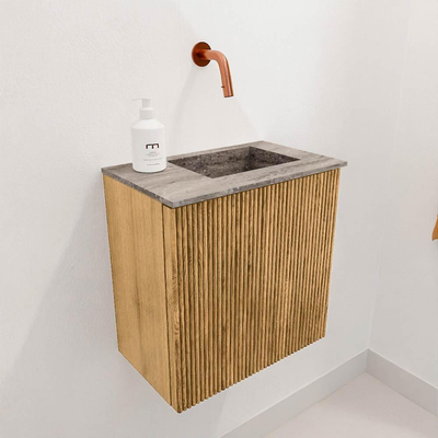 Mondiaz JOYA-DLUX 40cm toiletmeubel - kleur Oak - Wastafel FAYE positie Rechts Zonder kraangat kleur Oza.