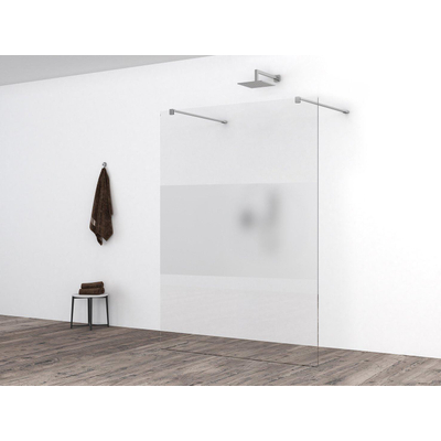 Wiesbaden Slim paroi de douche en verre 1200 x 2000 x 8 mm verre clair nano avec bandeau en verre opale
