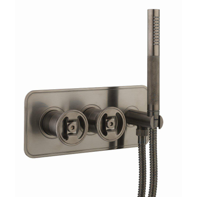 Crosswater Union Robinet de Douche - 2 manettes - ensemble de douchette - flexible - doit être combiné avec WLBP1501R+ - chrome noir brossé (gunmetal)