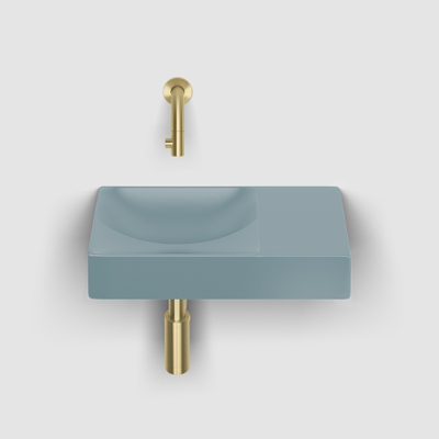 Clou Vale lave-mains 38 cm sans trou de robinet à droite bleu mat céramique