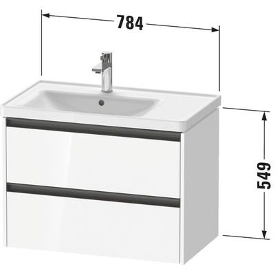 Duravit ketho meuble 2 vasques avec 2 tiroirs pour vasque à gauche 78.4x45.5x54.9cm avec poignées chêne anthracite noir mat