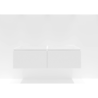 HR badmeubelen Matrix Meuble sous-lavabo - 140x44.8x40cm - façade 3D - 2 tiroirs - sans poignées avec profil de poignée - blanc mat