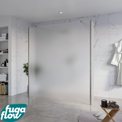 FugaFlow Eccelente Vetro Douche à l'italienne libre - 180x200cm - Verre mat - anti-calcaire - verre de sécurité 8mm - 2 parois latérales 30cm - avec bras muraux et profils d'angle - Gunmetal -