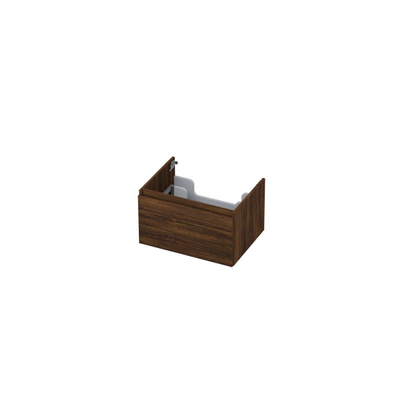 INK Wastafelonderkast - 60x45x35cm - 1 lade - greeploos - met houten keerlijst - MFC - Koper eiken