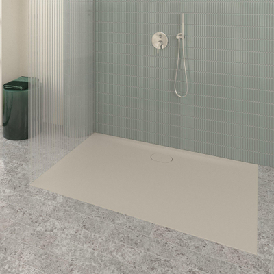 Villeroy & Boch Ecora douchebak - 150x90x3.5cm - afvoer lange zijde - almond (beige)