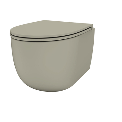 QeramiQ Élan Wandclosetpack - 36.5x53cm - diepspoel - rimless - slim zitting - mat sabia (taupe)