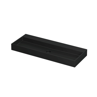 INK United wastafel - 120x45x11cm - 1 wasbak - 0 kraangaten - porselein Mat zwart