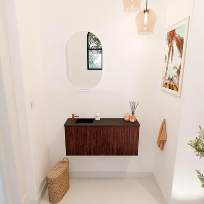 Mondiaz JOYA 90cm toiletmeubel - kleur Ruby - Wastafel FAYE positie Links 1 kraangat kleur Urban.