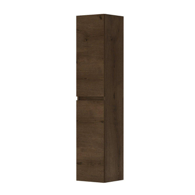 INK Fineer Badkamerkast - 35x37x169cm - 2 deuren - Links en rechtsdraaiend - greeploos - MDF - chocolate