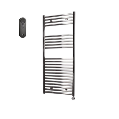 Sanicare HVS Elektrische Radiator - 111.8x45cm - 435W - met afstandsbediening - thermostaat - chroom - rechtsonder - chroom