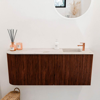 Mondiaz JOYA-DLUX 101.6cm toiletmeubel - ronding links kleur Ruby - Wastafel FAYE positie Rechts 1 kraangat kleur Nata.