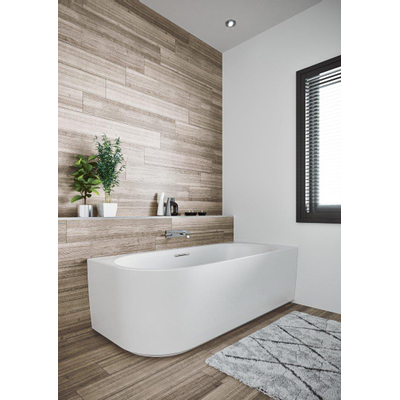 Riho Desire hoekbad - 184x84cm - hoekopstelling rechts - met chromen badvuller - acryl wit velvet