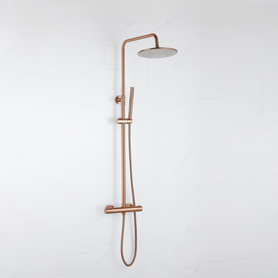 Fortifura Calvi opbouw regendoucheset – Ø25 cm hoofddouche – 1-stands staafhanddouche – koper geborsteld