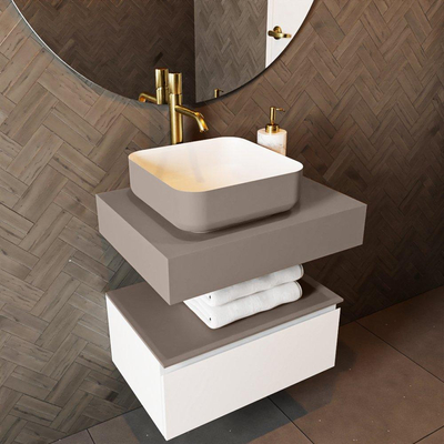 Mondiaz TOP 46 Plan de dessus - 40x41x12cm - adapté pour plaque de recouvrement - Solid surface - Smoke