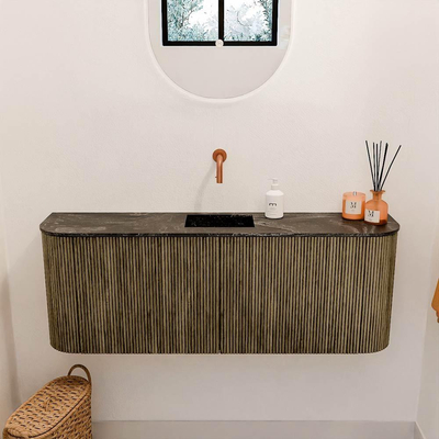 Mondiaz JOYA-DLUX 113.2cm toiletmeubel - ronding links en rechts kleur Dusk - Wastafel FAYE positie Midden Zonder kraangat kleur Lava.