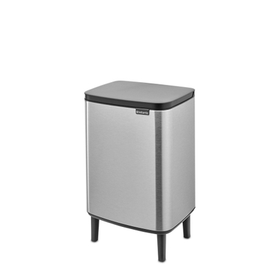 Brabantia Bo Hi Poubelle - 12 litres - seau intérieur en plastique - acier mat anti-traces de doigts