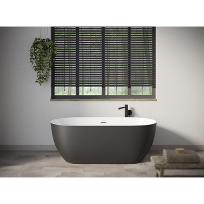 Looox Chill baignoire îlot - 170x80x60cm - Acrylique - blanc brillant / noir mat