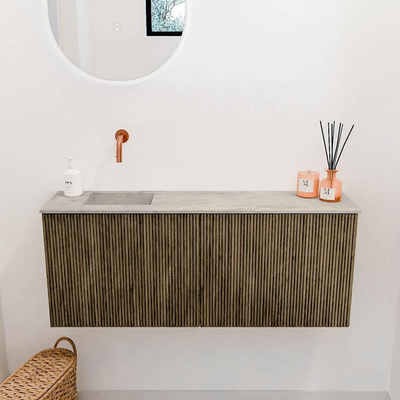 Mondiaz JOYA-DLUX 100cm toiletmeubel - kleur Dusk - Wastafel FAYE positie Links Zonder kraangat kleur Glace.