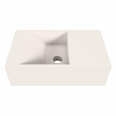 Mondiaz TYNE 40cm lave-mains solid surface couleur LINEN. Position lavabo à droite