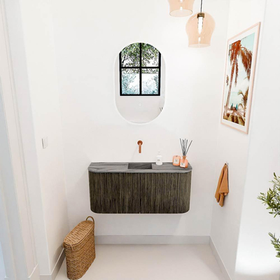 Mondiaz JOYA-DLUX 93.2cm toiletmeubel - ronding links en rechts kleur Shadow - Wastafel FAYE positie Midden Zonder kraangat kleur Sombra.