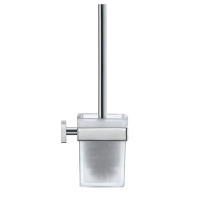 Duravit Karree Closetborstelgarnituur - met matglas wandmodel - hoogglans chroom