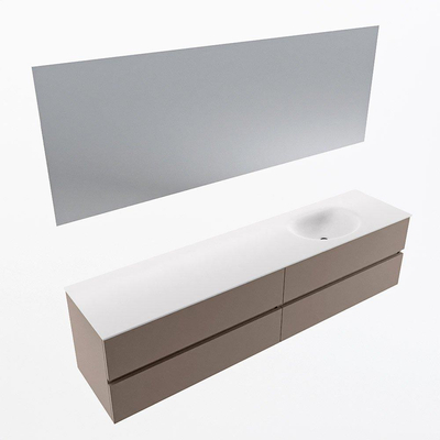 Mondiaz VICA ensemble de meuble de salle de bain - 200cm - meuble sous-vasque fumée - 4 tiroirs - lavabo lune droite - 1 trou de robinet - couleur talc - miroir LED - version XL 60cm haut