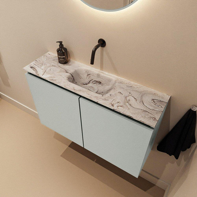 MONDIAZ TURE-DLUX 80cm toiletmeubel Greey. EDEN wastafel Glace positie midden. Zonder kraangat.