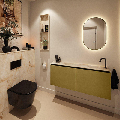 MONDIAZ TURE-DLUX 120cm toiletmeubel Oro. EDEN wastafel Frappe positie rechts. Met 1 kraangat.