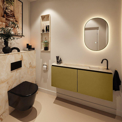 MONDIAZ TURE-DLUX Meuble toilette - 120cm - Oro - EDEN - vasque Frappe - position droite - 1 trou de robinet