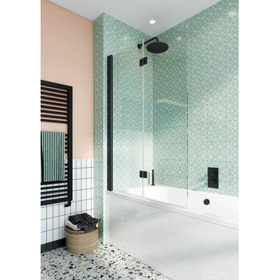 Crosswater Design New Pare-bain à 2 éléments - 106x150cm - avec charnières - noir mat et verre clair