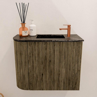 Mondiaz JOYA-DLUX 51.6cm toiletmeubel - ronding links kleur Dusk - Wastafel FAYE positie Rechts 1 kraangat kleur Lava.