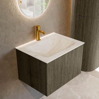 Mondiaz KURVE-DLUX Ensemble de meuble de salle de bains - 60x46x40cm - 1 tiroir - lavabo solid surface - central - 1 trou de robinet - Shadow