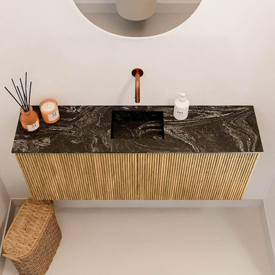 Mondiaz JOYA-DLUX 100cm toiletmeubel - kleur Oak - Wastafel FAYE positie Midden Zonder kraangat kleur Lava.