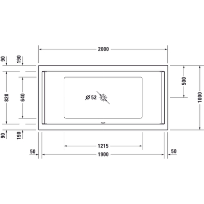 Duravit Starck Slimline Starckkunststof duobad acryl rechthoekig - 200x100x46cm - zonder poten - voor inbouw of ommanteling - glans wit