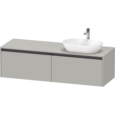 Duravit Ketho.2 Wastafelonderbouwkast - inclusief consoleplaat - met 2 laden - voor waskom rechts - 160x55x45.9cm - met handgrepen antraciet - betongrijs mat