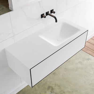 Mondiaz Lagom Meuble avec 1 tiroir 100x30x45cm vasque Cloud droite sans trous de robinet Solid Surface Urban