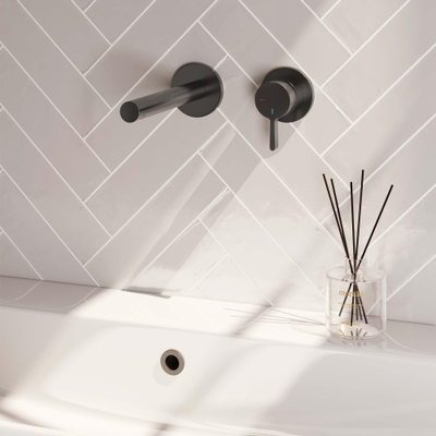 Brauer Gunmetal Edition Mitigeur encastré pour lavabo - bec droit à gauche - poignée de taille moyenne - modèle E 1 - PVD - gunmetal brossé
