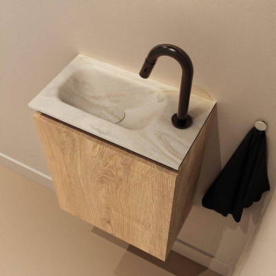 MONDIAZ TURE-DLUX 40cm toiletmeubel Washed Oak. EDEN wastafel Ostra positie links. Met 1 kraangat.