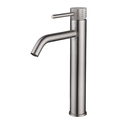 Wiesbaden Ribbd XL Mitigeur lavabo haut avec coldstart acier brossé PVD