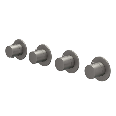 IVY Bond Afbouwdeel - voor Inbouwthermostaat - 3 stopkranen - Symmetry - ronde rozetten Geborsteld metal black PVD