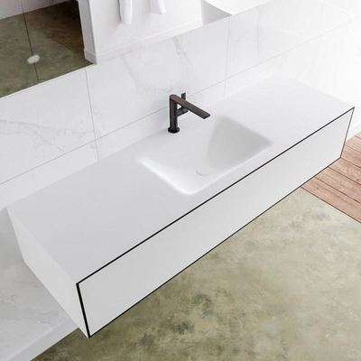 Mondiaz Lagom Meuble avec 1 tiroir 150x30x45cm vasque Cloud central 1 trou de robinet Solid Surface Urban