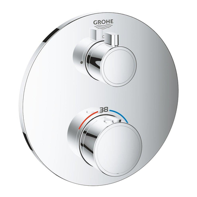 Grohe Grohtherm Inbouwthermostaat - 2 knoppen - zonder omstel - rond - chroom OUTLETSTORE