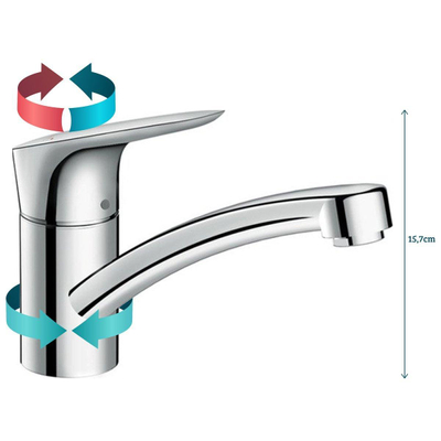 Hansgrohe Logis M31 Eengreeps keukenmengkraan - 120 - coolstart EcoClick - hoogglans chroom
