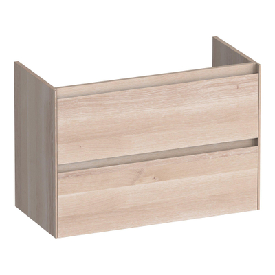 BRAUER Inspire wastafelonderkast ondiep 80 2 softclose lades - greeploos - 1 sifon uitsparing - massief eiken - lamellen eiken wit
