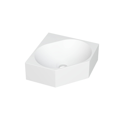 INK Matrix hoekfontein - 27x27x10cm - 0 kraangaten - polystone wit mat