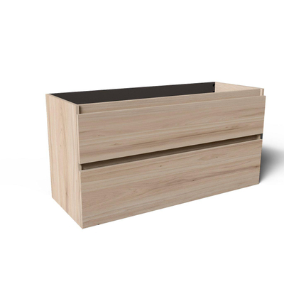 Saniclass Vita Meuble de salle de bain - 120x60x46cm -2 tiroirs - sans poignée - 2 vasques - 2 trous de robinet - trop-plein - céramique - chêne clair